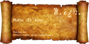 Mahr Ákos névjegykártya